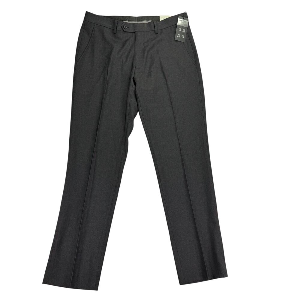 Alfani Mens Slim Fit Windowpane Check Suit Pants Gray Burgundy 33x30